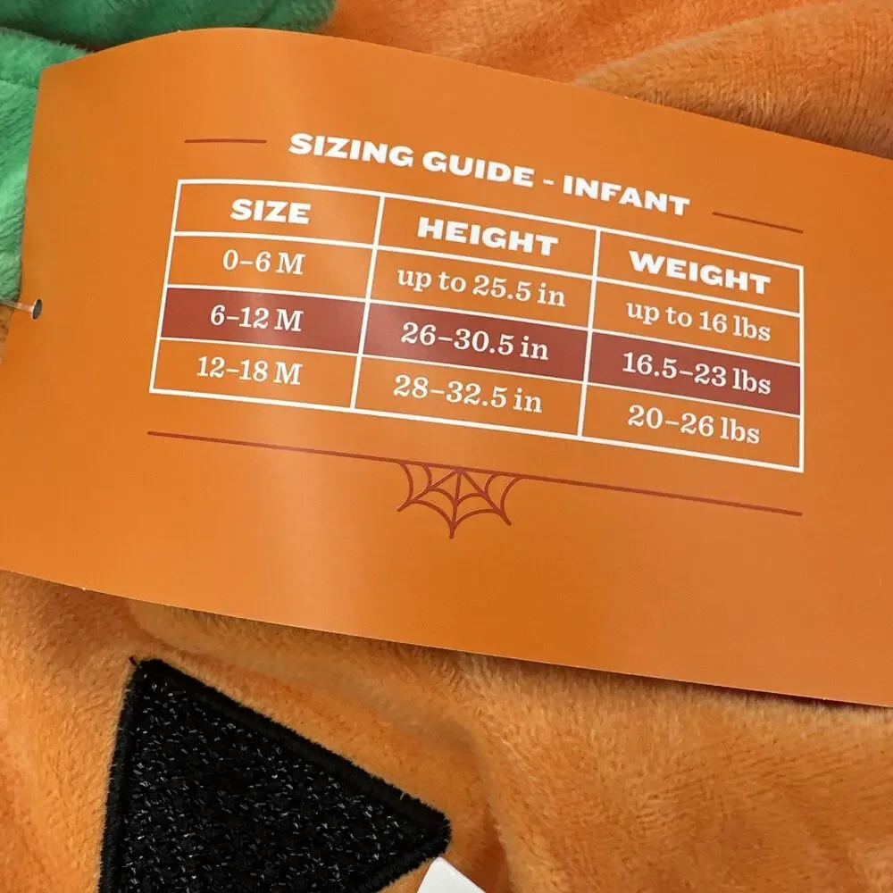 Hyde & Eek Soft Pullover Pumpkin Halloween Costume‎ Hood Infant Baby 6-12 Months